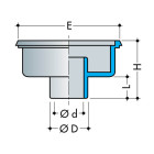 Siphon cour 15x15 sorties 40/50 gris clair