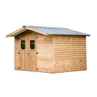 Abri therma habrita foresta the 3224.02 t bois thermo chauffé 10,60m2 toiture en bac acier double pente sans plancher