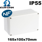 Boite de dérivation étanche ip55 960°c face lisse eurohm dimensions 165x100x70 avec couvercle standard