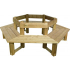 Banc tour d'arbre en bois avec dossier