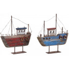 Bâteaux décoratifs en bois sur pieds (lot de 2)