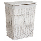 Panier à linge en osier laqué blanc