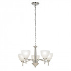 Suspension neeson, nickel satiné et verre albâtre, 5 ampoules Suspension neeson, nickel satiné et verre albâtre, 5 ampoules