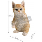 Chaton roux sur pattes arrières en résine 21 cm