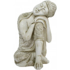 Statue boudhha avec mains sur le genou en pierre reconstituée