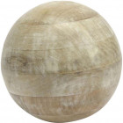 Boule décorative en bois blanchi 20 cm