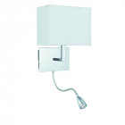 Applique adjustable wall 26 cm avec liseuse, en chrome avec abat-jour blanc