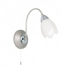 Applique petal, chrome satiné et verre, 1 ampoule