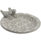 Bain à oiseau en ciment motifs fleurs