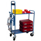 Servante escabeau, 2 plateaux tôle, 935 x 435 mm, 250 kg