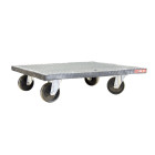 Plateau roulant bois enrobé de caoutchouc, 600 x 600 mm, roues CC, 210 kg