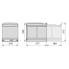 Poubelle de recyclage emuca 8906865 plastique 32l finition acier inoxydable pour la cuisine