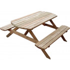 Table pique-nique avec bancs en bois rondo