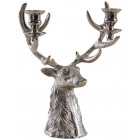 Bougeoir double tête de cerf en aluminium