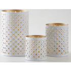 Photophores en métal blanc intérieur doré (lot de 3)