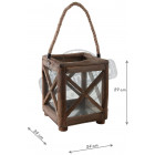 Lanterne de jardin carrée en bois et verre