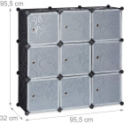 Étagère rangement 9 casiers portes plastique modulable diy assemblage plug in bibliothèque noir 