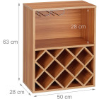 Étagère rangement 8 bouteilles verre grand support à vin 63 cm marron 