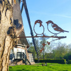 Oiseaux sur pique couple de moineaux en acier corten Oiseaux sur pique couple de moineaux en acier corten