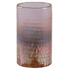 Photophore en verre teinté rose et doré 8 cm