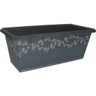 Jardinière rectangulaire fleurie en zinc noir 45x20x17cm