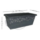 Jardinière rectangulaire fleurie en zinc noir 45x20x17cm