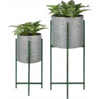 Bac à fleurs rond sur pied en fer (lot de 2)