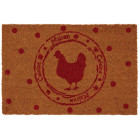 Paillasson en fibres de coco poule et pois rouges