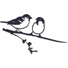 Oiseaux sur pique couple de moineaux en acier corten hauteur 28cm