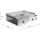 Plancha en inox lisse et rainurée avec housse chef 55 cm
