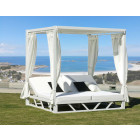 Bain de soleil double en aluminium avec rideaux abalia