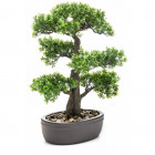 Mini bonsaï ficus artificiel sur plaque marronne 43 cm