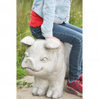 Esschert design banc de jardin en pierre en forme de cochon gris