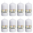 Bougies pilier 8 pcs 130x68 mm blanc