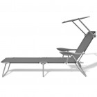 Vidaxl chaise longue de jardin avec baldaquin acier gris 58x189x27 cm