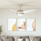 Ventilateur de plafond orné avec lampe 128 cm blanc