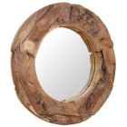 Miroir décoratif rustique teck 80 cm rond