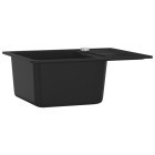 Vidaxl évier de cuisine en granit bac unique noir 575 x 460 x 280 mm