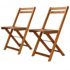 Chaises de bistro d'extérieur 2 pcs bois d'acacia solide