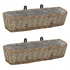 Jardinière de balcon 2 pcs osier avec doublure en pe 60 cm