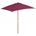 Vidaxl parasol avec mât en bois 150 x 200 cm bordeaux