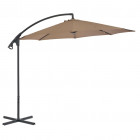 Vidaxl parasol en porte-à-feux avec poteau en acier 300 cm taupe