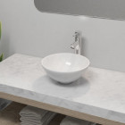 Vidaxl lavabo de salle de bain avec mitigeur céramique rond blanc