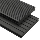 Panneaux de terrasse solides et accessoires wpc 26m² 2,2 m noir