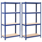 Lot de 2 étagères de rangement charge lourde robuste atelier garage outils 80 x 40 x 160 cm acier et mdf bleu 