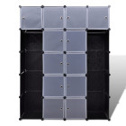 Armoire modulaire 14 compartiments noir et blanc 37x146x180,5cm