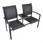 Vidaxl chaise à 2 places acier textilène noir