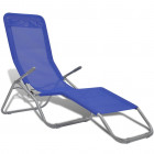 Vidaxl chaise longue 2 pcs avec cadre pivotant textilène bleu
