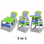 Vidaxl chaise haute convertible 3 en 1 bleu/vert