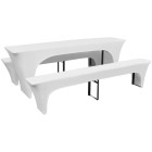 Housses de table et bancs extensibles 3 pcs blanc 220x70x80 cm